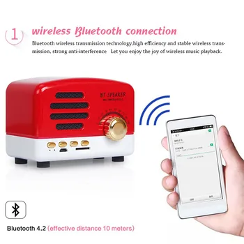 Sovawin Brezžični Bluetooth Zvočnik 5w TF z UKV-Radio Retro Mini Prenosni Zvočnik za Telefon Stereo Bas Nostalgičen
