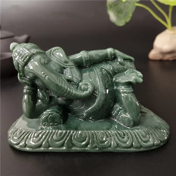 Leži Gospod Ganesha Kip Bude Slon Bog Skulpture umetnih Jade Kamen Okraski Doma Vrt Buda Dekoracijo Kipi