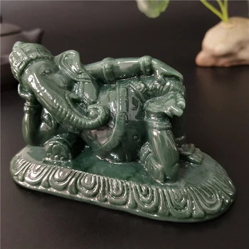Leži Gospod Ganesha Kip Bude Slon Bog Skulpture umetnih Jade Kamen Okraski Doma Vrt Buda Dekoracijo Kipi
