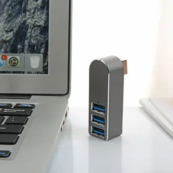 Aluminij Zlitine Mini 3 Vrata USB 3.0 Hub Rotacijski USB Razdelilnik Adapter za Prenosni RAČUNALNIK