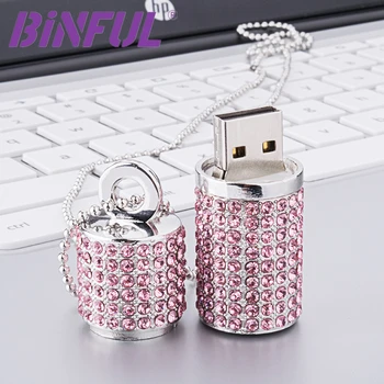 BiNFUL USB Flash Drive 4G, -8 G 16 G Pendrive 32GB 64GB 128GB Pen Drive U Disk USB disk Irski Diamantni Kristal Pomnilnik Ogrlica Stick