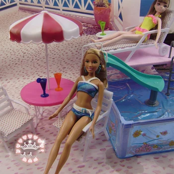 Voda Zabava Bazen za Barbie Hiša Letovišče Playset Lutke Pohištvo, Dodatki Najboljši Dekle Darilo
