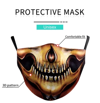 Med Nami Tiskanje Masko Smešno Pol Obraza Jokers PM2.5 Filter Usta Masko Proti Prahu Masko Windproof Nastavljiv Maske za Odrasle