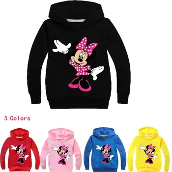 Otroška Risanka Minnie Mickey mouse Tiskanja Dolg Rokav T-Shirt Fant Bombaž Nov Vrh Dekleta T-Shirt otroška Oblačila Dekle, Otroške Kopalke