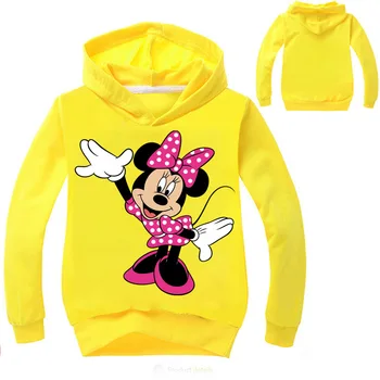 Otroška Risanka Minnie Mickey mouse Tiskanja Dolg Rokav T-Shirt Fant Bombaž Nov Vrh Dekleta T-Shirt otroška Oblačila Dekle, Otroške Kopalke