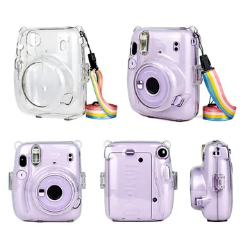 Fuji Fujifilm Instax Mini 11 Fotoaparat Kristalno Primeru Jasno, Pregledno Ramenski Trak Vrečko Zaščitnik Instant Filmsko Kamero Lupini Pokrov