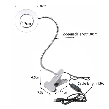 USB Polnilne Namizno Svetilko z vpenjalno Držalo Prilagodljivo Led namizne Svetilke Zatemniti Clip-on Ob Posteljo, Mizo Tabela Svetlobe