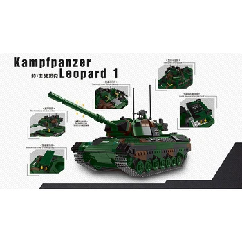 Novo Xingbao Nemčiji Vojaške Vojske Opeke 1145pcs Kampfpanzer Leopard 1 Glavni Bojni Tank gradniki MOC Opeke Igrače Za Fante