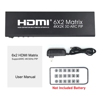 HDMI Matrix 6 X 2 hdmi preklopnik 1080P Splitter 6 V 2 od z daljinskim upravljalnikom 4K/30Hz 3D Visoke Ločljivosti Stikalo 3,5 mm stereo zvok
