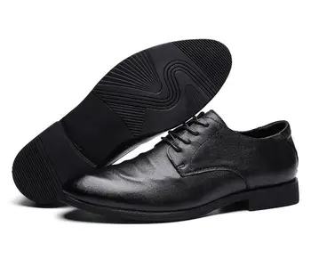 2020 Najnovejši Moški Obleko Čevlje Oblikovalca Poslovnih Urad Čipke-Up Loafers Priložnostne Vožnjo Čevlji za Moške Ravno Stranka Usnjeni Čevlji 3 Barve