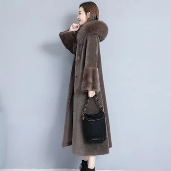 Leiouna Velikosti Tanke Lisica Krzno Las Eno Dolgo Striženju Ovac, Parker Plašč Ženski 2020 Nove Zimske Novi Korejski Mink Fur Coats Ženske