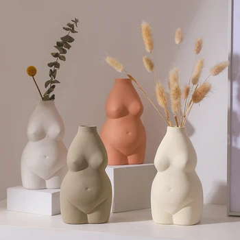 Sodobno Minimalistično Ustvarjalne Smolo Vaza Body Art Doprsni Kip Cvetlični Okraski, Motnega, Porcelana Obrti Vaza Namizno Dekoracijo Doma