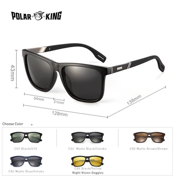 POLARKING Čisto Nov Polarizirana sončna Očala Za Moške, Modni Kvadratnih Nočno Vizijo Očala za Moške, Potovalne sončne Očala Oculos de sol