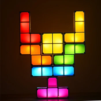 Nočna Lučka Tetris Block DIY Stackable LED Luči Ponoči Luči Varčevanja z Energijo, Polno Stik ABS Okrasite Puzzle Ustvarjalni Modni