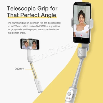 Zhiyun Nemoteno X Prenosni Gimbal Palo Selfie Stick Telefon Monopod Ročni Stabilizator za iPhone Redmi Huawei Samsung Pametni telefon
