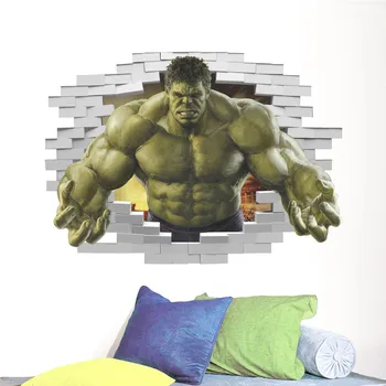 Disney Marvel Igrača Nalepke Avengers Super Junaki 3D Stenske Luknjo Hulk Nalepke Za Otroke Vrtca Soba Dekorativni dodatki Plakat
