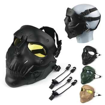 AIRSOFTA Airsoft Paintball Maska PC Objektiv Anti-Fog Zaščito Lobanje Masko Lov Vojaško Taktično BB Pištolo Streljanje Dodatki