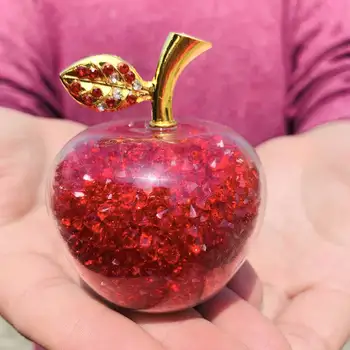 Rdeča Božič Kristalno steklo Apple Miniaturni Z Barvnim Nadev Luksuzni Stekla Xmas Darila, Obrti Doma Dekoracijo Accessorie