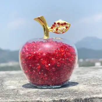 Rdeča Božič Kristalno steklo Apple Miniaturni Z Barvnim Nadev Luksuzni Stekla Xmas Darila, Obrti Doma Dekoracijo Accessorie