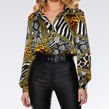3XL Plus Velikost Leopard Ženske Bluze 2020 Jeseni Poletje Urad Gospe Priložnostne Retro Natisnjeni Bluzo Dolg Rokav Vrhovi Fashion Majica
