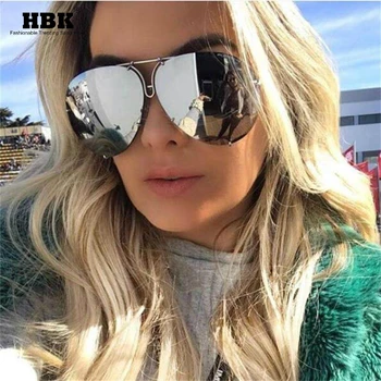 HBK Pilotni Prevelik sončna Očala Moških Klasično Srebrno Zrcalo sončna Očala Kovinski Luksuzne blagovne Znamke Očala Odtenkih Za Ženske