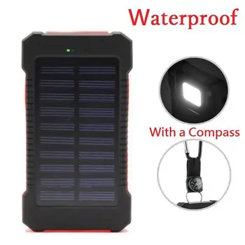 6000-7000mah Sončne Energije Banke Dvojno USB Prenosni Nepremočljiva Solarni Polnilec Polnilnih Zunanje Baterije S Kompas