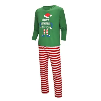 Priložnostne Nove Vroče Družina se Ujemanje Božičnih Prugasta Santa Sleepwear Ženske, Moški, Otroci Božič More Xmas 2 KOS Bombažno Pižamo Določa