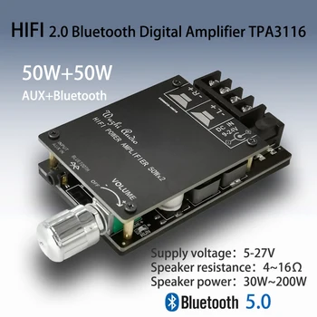 TPA3116 Bluetooth Audio Ojačevalnik Odbor stereo Kanala Visoke Moči 50 W*2 amplificador z ohišjem