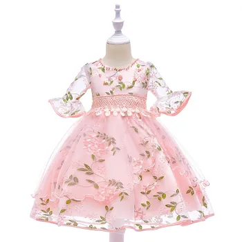 Otroška oblačila Neto Preja Beaded Formalno Princesa Obleko Dekleta Vestidos Žogo Obleke Princess Birthday Obleke za Stranko Kostume Otrok