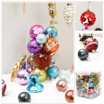 NOVO 60-70 Kos Multi-barvni Božični Kroglice Shatterproof Visi Žogo Xmas Tree Okraski svate, Dekoracijo Doma