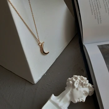 925 sterling srebrna Luna ogrlico, obesek zlato barvo Crescent Moon design preprosta modna ogrlica za ženske 2018 čare nakit