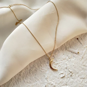 925 sterling srebrna Luna ogrlico, obesek zlato barvo Crescent Moon design preprosta modna ogrlica za ženske 2018 čare nakit