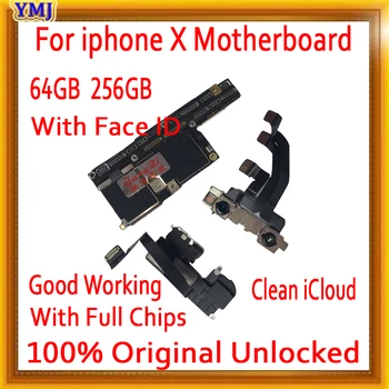 Original Odklenjena Matično ploščo Za iPhone X Mainboard 256GB 64GB S Čipi Za iPhone X Logiko Odbor s Face ID / ID ŠT Obraz