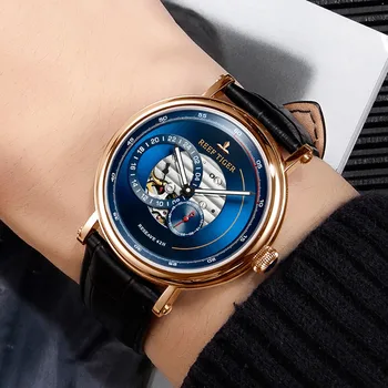 Greben Tiger/RT Luksuzne blagovne Znamke Moških Oblikovalec Ure Modra Rezerve Samodejni Watch Modni Pas Usnje Watch RGA1617