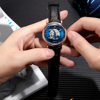 Greben Tiger/RT Luksuzne blagovne Znamke Moških Oblikovalec Ure Modra Rezerve Samodejni Watch Modni Pas Usnje Watch RGA1617