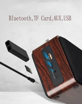 Prenosni Lesene Bluetooth Zvočnik Touch Kontrole Subwoofer Predvajalnik MP3 Altavoce Podpira TF Kartice AUX USB Glasbeni Zvok Polje