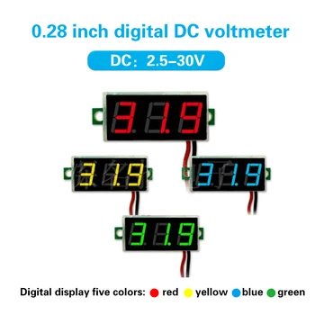 1PCS 0.28 Palčni Digitalni LED Mini Prikaz Modul DC2.5V-30V DC0-100V Voltmeter Napetost Test