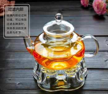 Stekla čajnik 600 ml + eno srce oblika toplejše znanja čaj, set