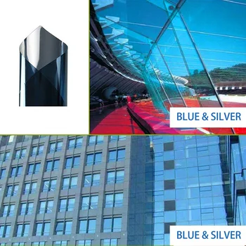 50 cm*600cm Blue&Srebrno Zrcalo Okno Film Hiša Stekla Nalepke Sončne Odtenek Reflektivni Kot Ogledalo home office dekor
