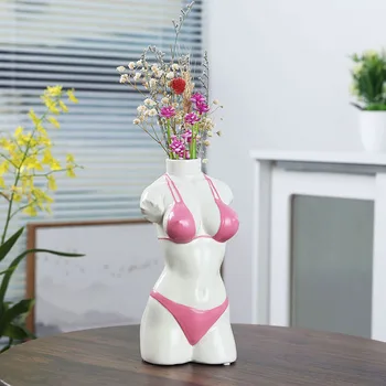 Ustvarjalna Body Art Doprsni Kip Keramične Vaze, Cvetlični Lonec Namizni Dekor Okraski Namizni Vaza Dom Dekoracija Dodatna Oprema Sodobne
