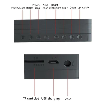 Bluetooth Budilka Zvočnikov, digital display (Digitalni Zaslon Ura LED Brezžični Globokotonec Predvajalnik Glasbe Tabela Ura Doma Dekor