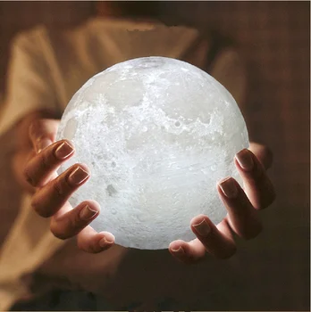 Moon Light Svetilka Žareče Luna Svetu Lahka 3D Žareče Luna Lučka S Stojalom Luna Luna Svetilko z 3 Barve(Hladna/Topla Bela&Rumena)