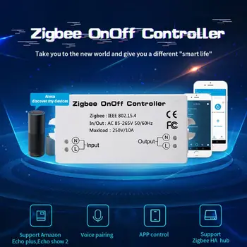 Zigbee On/Off Krmilnik Smart Stikalo APP Daljinski upravljalnik Pametni Dom Modul AC85-265V 10A Belo Stikala