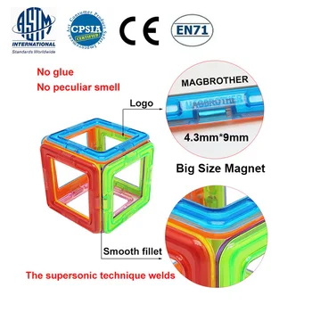 MAGBROTHER Magnetni Bloki Izobraževalne Gradnja Igrače Stavbe Nastavite Magnet Oblikovalec Ploščice Kit Za Otroke