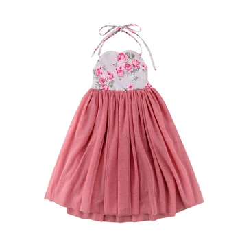 Otroci Baby Dekleta Cvetlični Povodcem Obleko Ruffles Rokav Stranka Obleko Priložnostne Oblačila Sundress