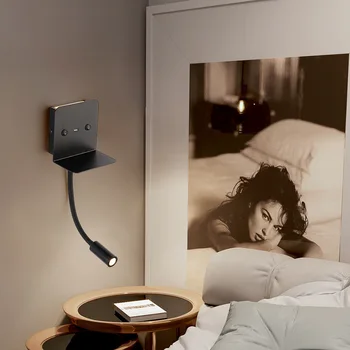LED branje Stenske Svetilke z USB charge spalnica Študija dnevna soba Rov z Stikalo za Nordijsko Postelji Stenske luči