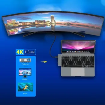 DUPILINK 7 V 1 Tip C do HDMI Hub 4K USB C Dock Strele 3 PD 100W SD/TF ype-C Središče za MacBook Samsung Dex S10/S9/S8 Huawei