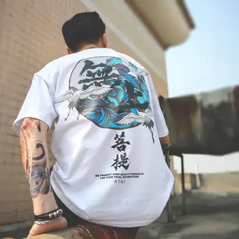 2020Harajuku T-shirt Majica Priložnostne Kratek Moški Vrhovi Nacionalni plima Pismo Kul Moških Oblačil Ulične Moške ohlapno okoli vratu