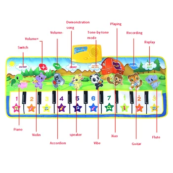 Otroška Glasba Odejo Živali Klavir Preprogo Glasbe, Klavir Mat Starš-otrok Igrače Otrok Božično Darilo Glasbe Odejo za Fantje in Dekle