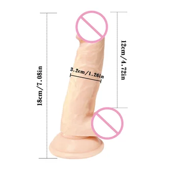 7.08 palčnim/18 cm Realne Dildos Strapon Debele Velikan Analni Vibrator Butt priseska Mehki Penis Sex Igrače Za Masturbirajo Ženske